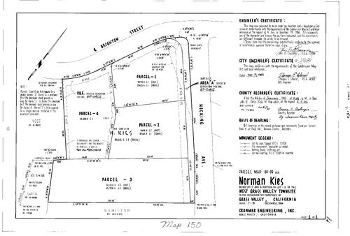 Click to see Parcel Map Book 16, pg. 150 (1985) of Nevada County Recorders Parcel Maps Book 16