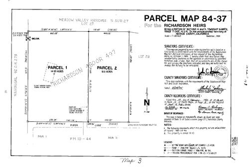 Click to see Parcel Map Book 17, pg. 3 (1985) of Nevada County Recorders Parcel Maps Book 17