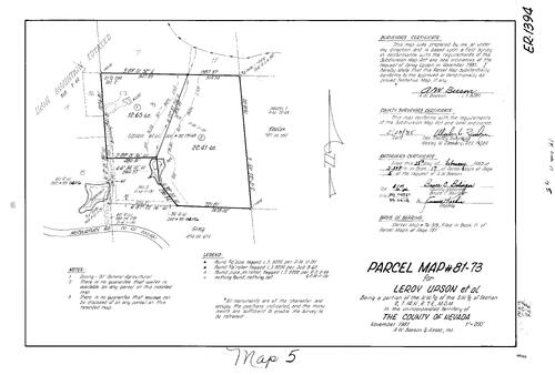 Click to see Parcel Map Book 17, pg. 5 (1985) of Nevada County Recorders Parcel Maps Book 17
