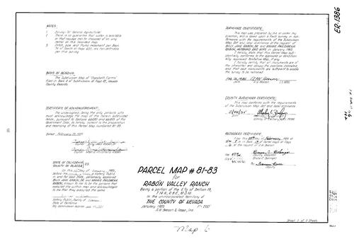Click to see Parcel Map Book 17, pg. 6 (1985) of Nevada County Recorders Parcel Maps Book 17