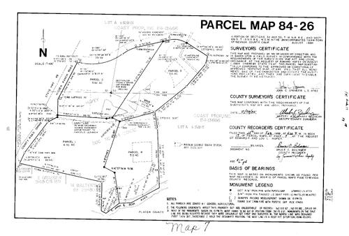 Click to see Parcel Map Book 17, pg. 7 (1985) of Nevada County Recorders Parcel Maps Book 17
