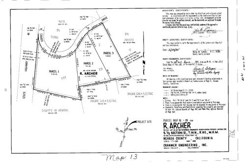 Click to see Parcel Map Book 17, pg. 13 (1985) of Nevada County Recorders Parcel Maps Book 17