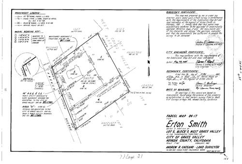 Click to see Parcel Map Book 17, pg. 21 (1985) of Nevada County Recorders Parcel Maps Book 17