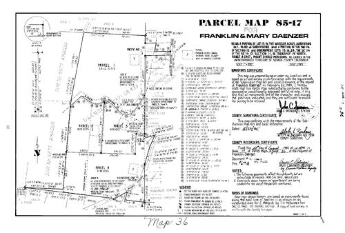 Click to see Parcel Map Book 17, pg. 36 (1985) of Nevada County Recorders Parcel Maps Book 17
