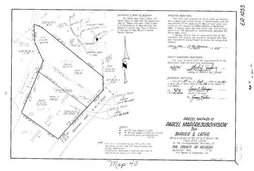 Click to see Parcel Map Book 17, pg. 40 (1985) of Nevada County Recorders Parcel Maps Book 17