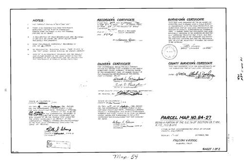 Click to see Parcel Map Book 17, pg. 54 (1986) of Nevada County Recorders Parcel Maps Book 17