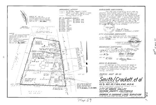Click to see Parcel Map Book 17, pg. 57 (1986) of Nevada County Recorders Parcel Maps Book 17