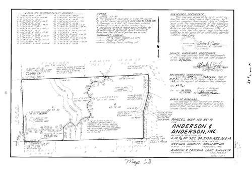Click to see Parcel Map Book 17, pg. 63 (1986) of Nevada County Recorders Parcel Maps Book 17