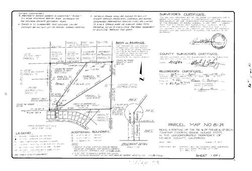 Click to see Parcel Map Book 17, pg. 73 (1986) of Nevada County Recorders Parcel Maps Book 17