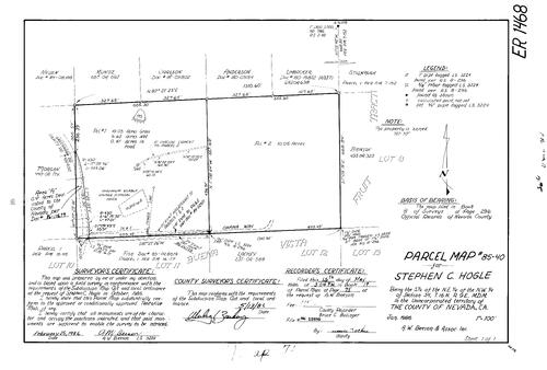 Click to see Parcel Map Book 17, pg. 75 (1986) of Nevada County Recorders Parcel Maps Book 17