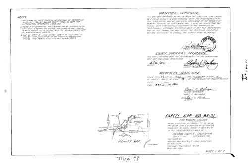 Click to see Parcel Map Book 17, pg. 78 (1986) of Nevada County Recorders Parcel Maps Book 17