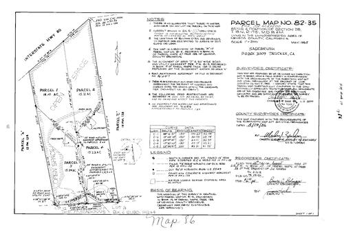 Click to see Parcel Map Book 17, pg. 86 (1986) of Nevada County Recorders Parcel Maps Book 17