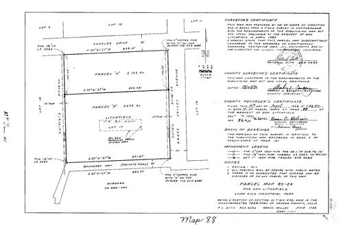 Click to see Parcel Map Book 17, pg. 88 (1986) of Nevada County Recorders Parcel Maps Book 17