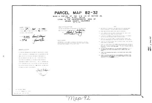Click to see Parcel Map Book 17, pg. 92 (1986) of Nevada County Recorders Parcel Maps Book 17