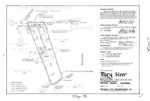 Click to see Parcel Map Book 17, pg. 96 (1986) of Nevada County Recorders Parcel Maps Book 17