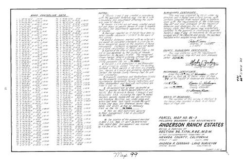 Click to see Parcel Map Book 17, pg. 99 (1986) of Nevada County Recorders Parcel Maps Book 17