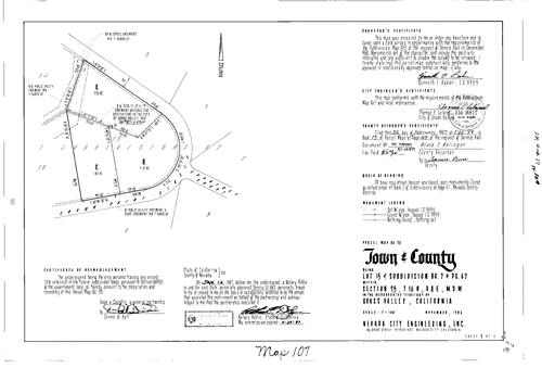Click to see Parcel Map Book 17, pg. 107 (1987) of Nevada County Recorders Parcel Maps Book 17