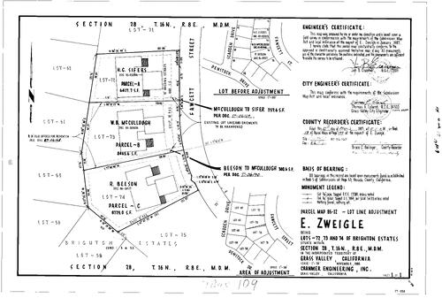 Click to see Parcel Map Book 17, pg. 109 (1987) of Nevada County Recorders Parcel Maps Book 17