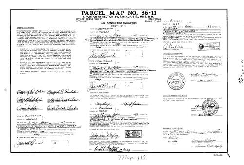 Click to see Parcel Map Book 17, pg. 112 (1987) of Nevada County Recorders Parcel Maps Book 17