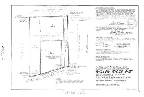Click to see Parcel Map Book 17, pg. 132 (1987) of Nevada County Recorders Parcel Maps Book 17