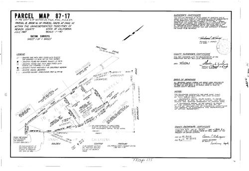 Click to see Parcel Map Book 17, pg. 135 (1987) of Nevada County Recorders Parcel Maps Book 17