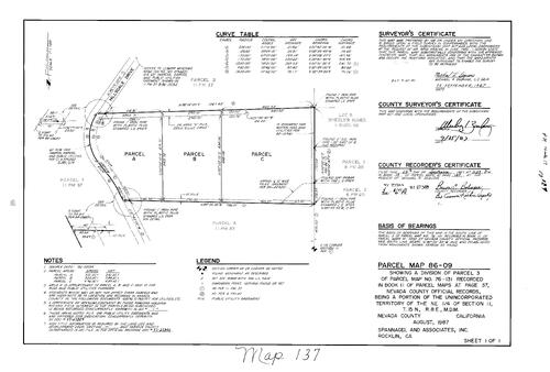 Click to see Parcel Map Book 17, pg. 137 (1987) of Nevada County Recorders Parcel Maps Book 17