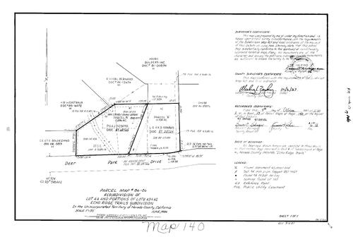 Click to see Parcel Map Book 17, pg. 140 (1987) of Nevada County Recorders Parcel Maps Book 17