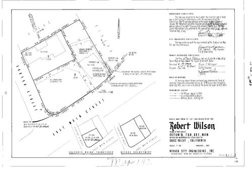Click to see Parcel Map Book 17, pg. 142 (1987) of Nevada County Recorders Parcel Maps Book 17