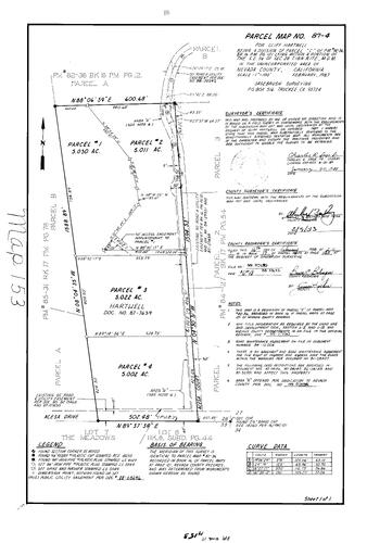 Click to see Parcel Map Book 17, pg. 153 (1988) of Nevada County Recorders Parcel Maps Book 17