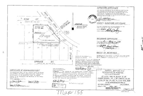 Click to see Parcel Map Book 17, pg. 155 (1988) of Nevada County Recorders Parcel Maps Book 17