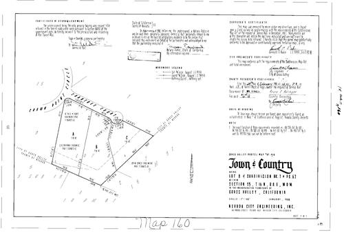 Click to see Parcel Map Book 17, pg. 160 (1988) of Nevada County Recorders Parcel Maps Book 17