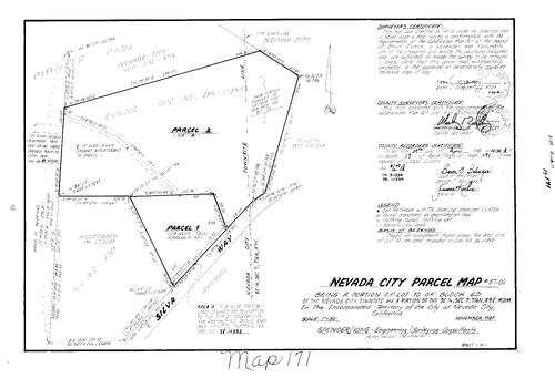 Click to see Parcel Map Book 17, pg. 171 (1988) of Nevada County Recorders Parcel Maps Book 17