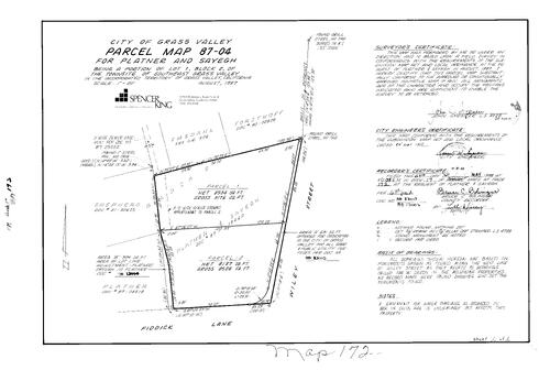 Click to see Parcel Map Book 17, pg. 172 (1988) of Nevada County Recorders Parcel Maps Book 17