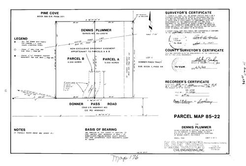 Click to see Parcel Map Book 17, pg. 176 (1988) of Nevada County Recorders Parcel Maps Book 17