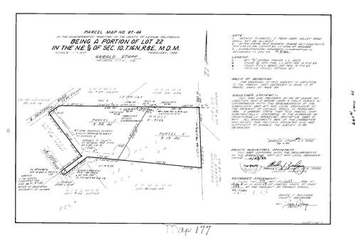 Click to see Parcel Map Book 17, pg. 177 (1988) of Nevada County Recorders Parcel Maps Book 17