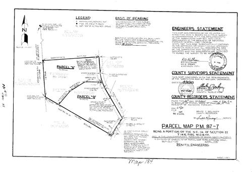 Click to see Parcel Map Book 17, pg. 184 (1988) of Nevada County Recorders Parcel Maps Book 17