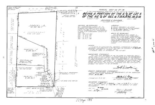 Click to see Parcel Map Book 17, pg. 185 (1988) of Nevada County Recorders Parcel Maps Book 17