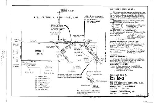Click to see Parcel Map Book 17, pg. 186 (1988) of Nevada County Recorders Parcel Maps Book 17