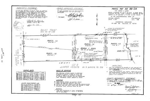 Click to see Parcel Map Book 17, pg. 187 (1988) of Nevada County Recorders Parcel Maps Book 17