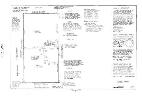 Click to see Parcel Map Book 17, pg. 195 (1988) of Nevada County Recorders Parcel Maps Book 17