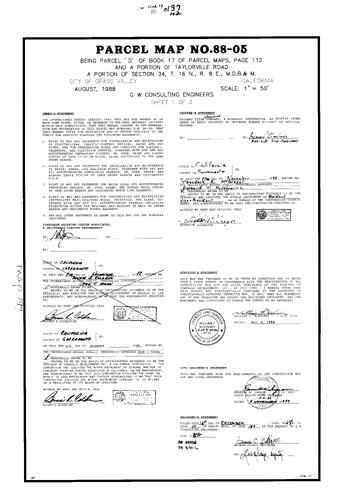 Click to see Parcel Map Book 17, pg. 197 (1988) of Nevada County Recorders Parcel Maps Book 17