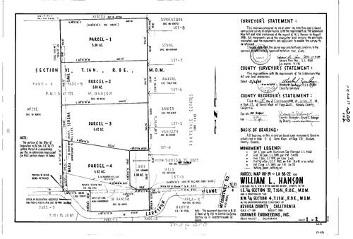 Click to see Parcel Map Book 17, pg. 200 (1988) of Nevada County Recorders Parcel Maps Book 17