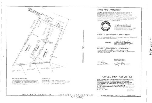 Click to see Parcel Map Book 17, pg. 204 (1989) of Nevada County Recorders Parcel Maps Book 17
