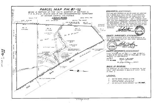 Click to see Parcel Map Book 17, pg. 205 (1989) of Nevada County Recorders Parcel Maps Book 17