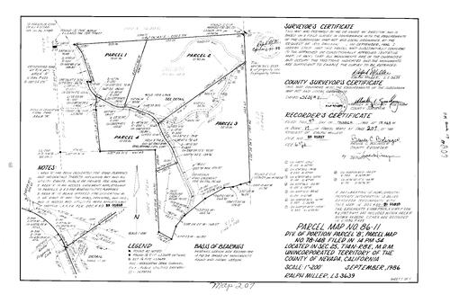 Click to see Parcel Map Book 17, pg. 207 (1989) of Nevada County Recorders Parcel Maps Book 17