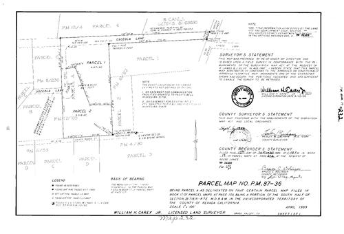 Click to see Parcel Map Book 17, pg. 232 (1989) of Nevada County Recorders Parcel Maps Book 17