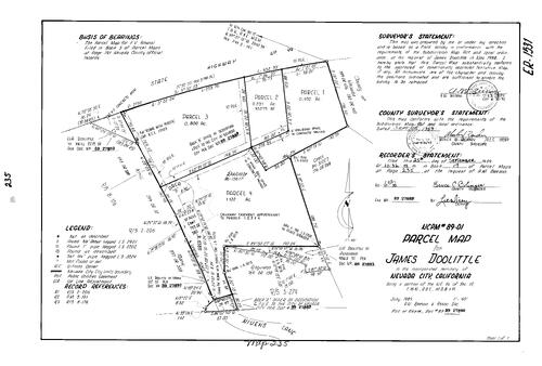 Click to see Parcel Map Book 17, pg. 235 (1989) of Nevada County Recorders Parcel Maps Book 17
