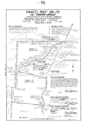 Click to see Parcel Map Book 17, pg. 236 (1989) of Nevada County Recorders Parcel Maps Book 17