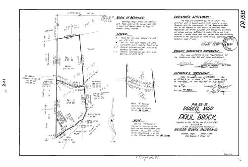 Click to see Parcel Map Book 17, pg. 241 (1989) of Nevada County Recorders Parcel Maps Book 17