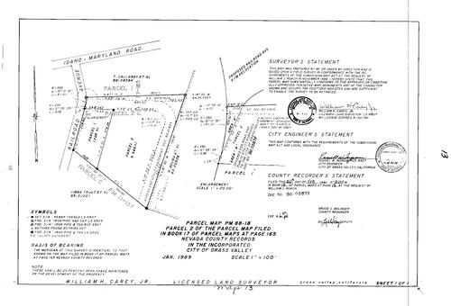 Click to see Parcel Map Book 18, pg. 13 (1990) of Nevada County Recorders Parcel Maps Book 18
